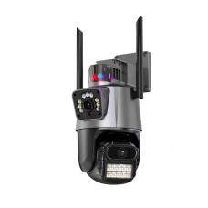 6 МП уличная, поворотная, погодозащитная цифровая IP-камера WiFi с двумя объективами Dual Lens, сирена